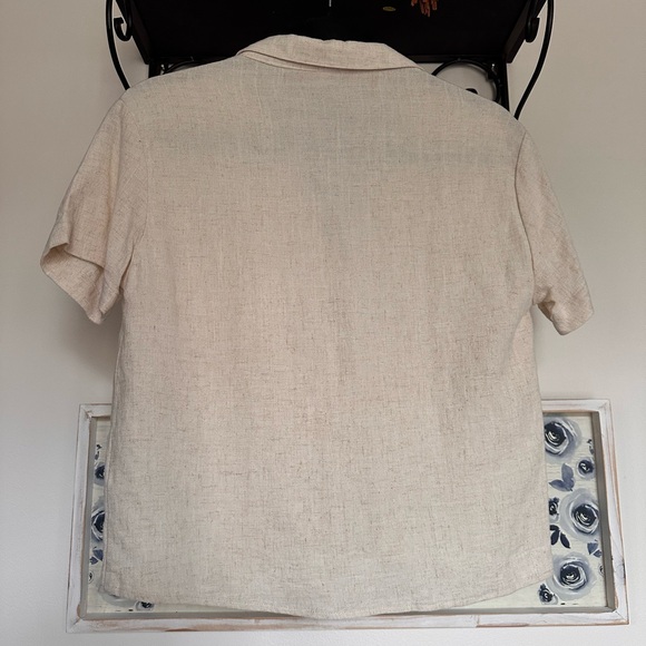 Love Notes Beige Button-Down Linen Rayon Shirt - Picture 7 of 8